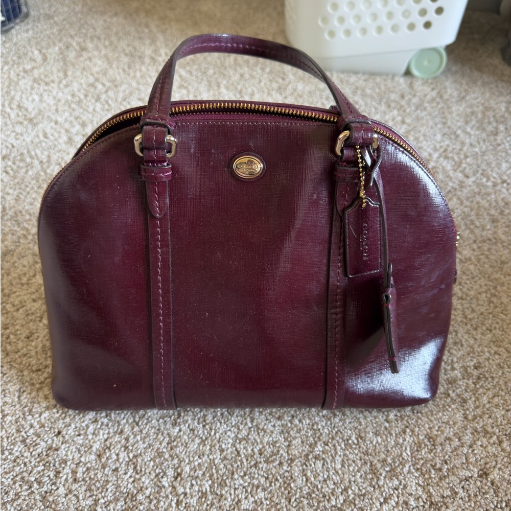 Coach Brown Leather Satchel with Gold Hardware
